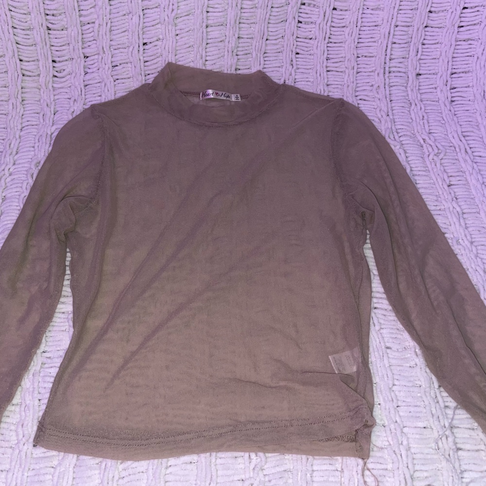 Long sleeve see-through mesh shirt